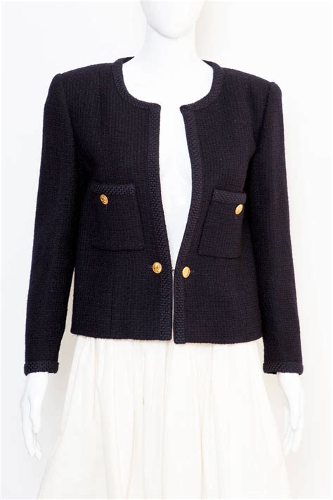 chanel navy boucle jacket|Chanel inspired boucle jacket.